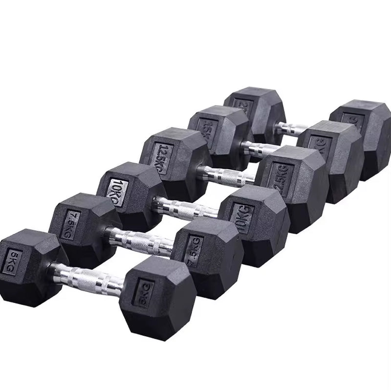 High Quality Hexagonal Rubber Coated 5Lb/2.5Kg Increasing Gym Fitness Equipment Dumbells Hex Dumbbell Set